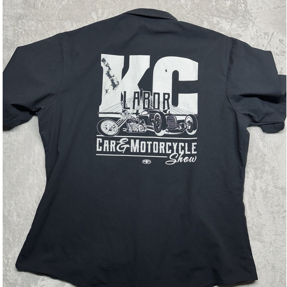 Union Made Mens XL Black KC Labor Car Motorcycle Show Short Sleeve Shirt